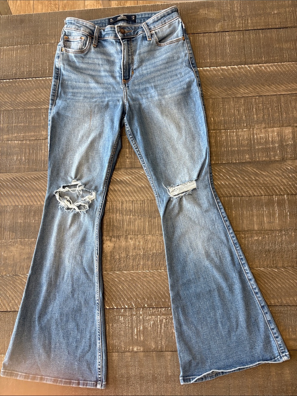 Hollister Light Blue Distressed Flare Jeans